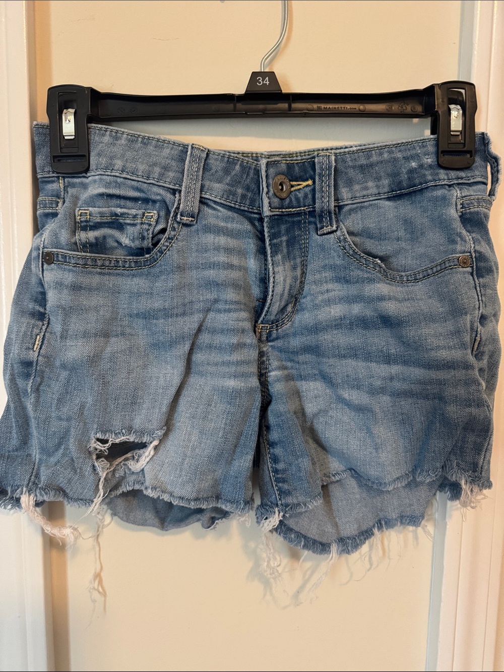 Arizona Jean Company Light Blue Distressed Denim Cutoff Shorts